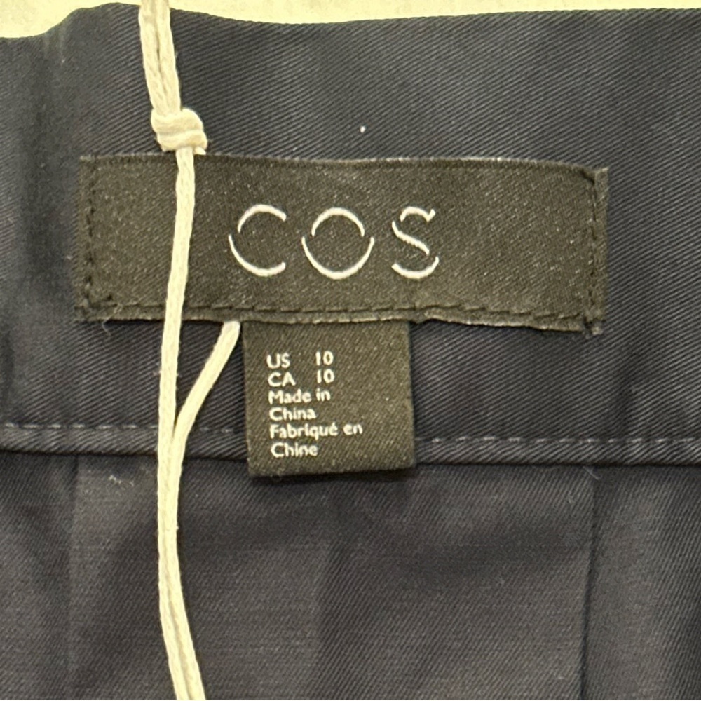 COS Pleated Mini A- Line Skirt Navy Blue Side Zip And Bags Side - Picture 8 of 11